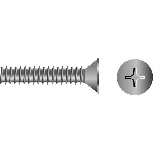 Seachoice 3/8"-16 x 2-1/2 in Phillips Flat Machine Screw, Plain Steel 327